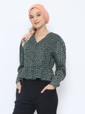 ANF Puff Sleeves Printed Shirt