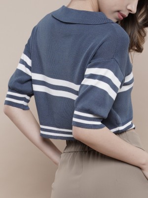 Mono Stripes Polo Knit Tee