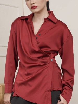 Overlap Satin Shirt