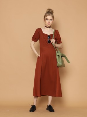 CH21 Square Neck Midi Dress