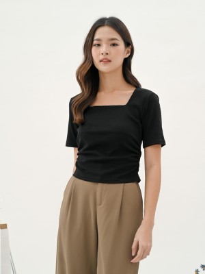 Square neck short sleeve top