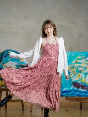 ER Erika halter tied flower print dress