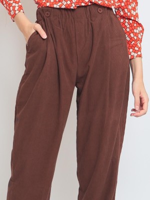 Elastic Wasit Button Pants