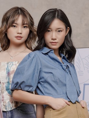 ER Puff sleeves crop sailor denim top