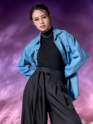 WW Vertical Lines Denim Oversize Shirt