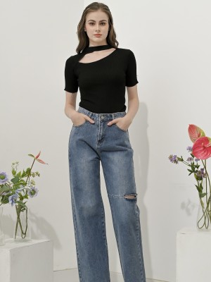 Cut Out Neckline Knitted Top RO1