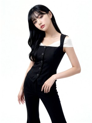 Off Shoulder Lining Square Neck Top