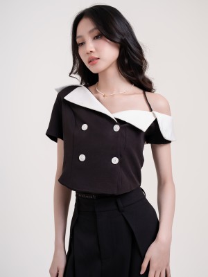 SMARTEEN DROP COLLAR DOUBLE BREASTED TOP
