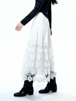 Megan Bottom Eyelet Embroidery Long Skirt