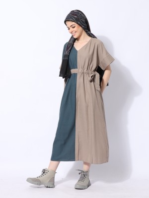 Ramadhan Moon Line Polar Waist Drawstring Dress