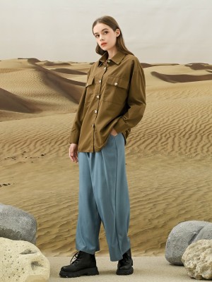 EID4 Oversize Shirt With Brown Leo Button