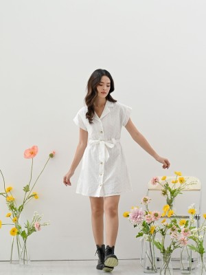 BFP Eyelet margeret shirt dress with fabric belt
