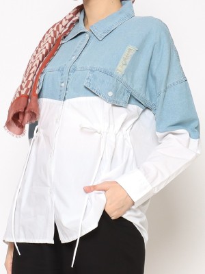 ANF Drawstring Denim Combi Shirt