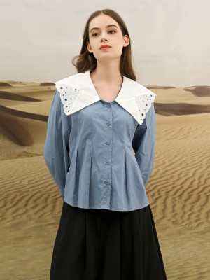 EID4 Mahar Wide Embroidery Collar Shirt