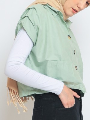 Pinched Shoulder Crop Shirt