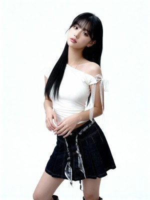 JR White One Shoulder Lace Tied Top