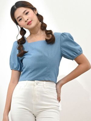 Semi crop square neck denim top