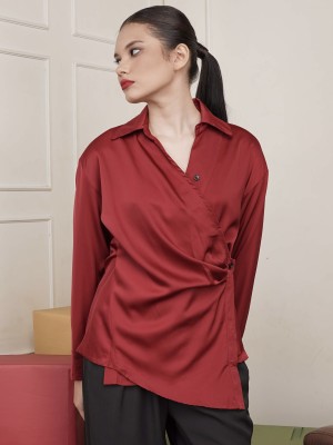 Overlap Satin Shirt