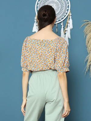 Painted Flower Print Top