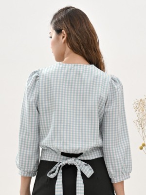 Gingham Back Tied Shirt