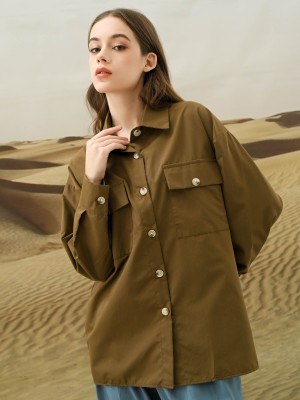 EID4 Oversize Shirt With Brown Leo Button