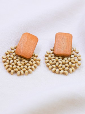 Flowery Wooden Stud Earings