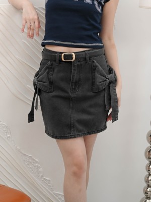 DITOX SIDE RIBBON DENIM SKORT