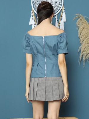 Cottage Core Ribbon Tied Denim Cottage Top