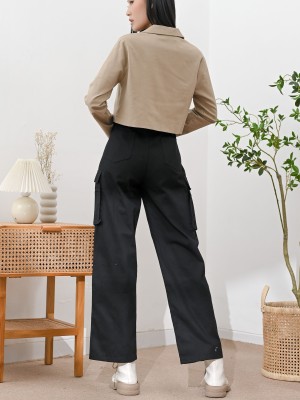 Black Lexie Side Pocket Cargo Pants