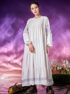 WW ELITE Amara Sleeves Embroidery Tiered Maxi Dress