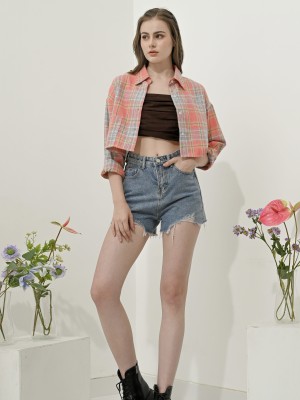 SS23 Semi crop checkered top