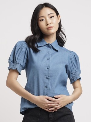 HG Puff Sleeves Blue Shirt