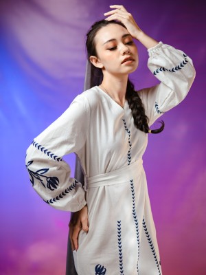 WW Vneck Embroidery Dress