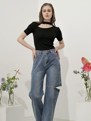 Lisa Knee Cut Out Denim