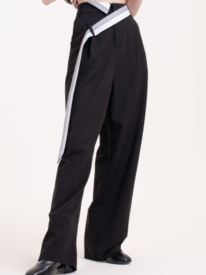 SMARTEN Folded Wide Leg Trousers