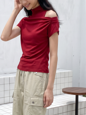 PG Draped Off Shoulder Short Sleeves Tee