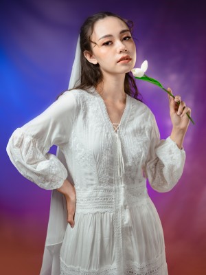 WW ELITE Embroidery Eyelet Valkeri Maxi Dress RO1