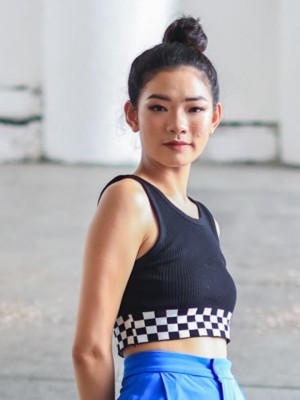 Chess Board Adge Knit Crop Top