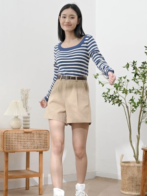 Lucinda Wide Neck Stripes Knit Top