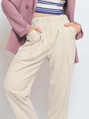 Elastic Wasit Button Pants