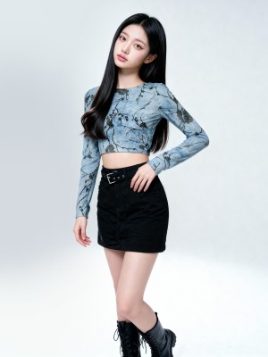 CORE CNY Sakura Shadow Blue Crop Tee