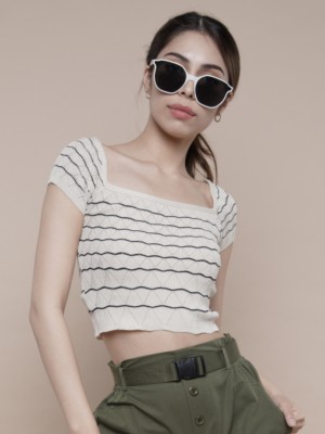 Crop Pattern Knit Tee