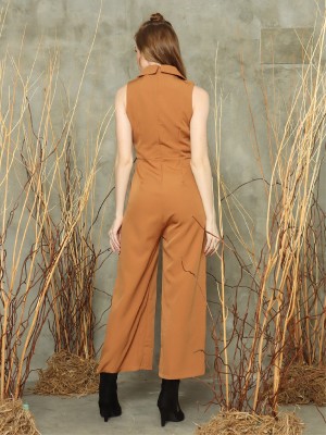 Double breasted sleeveless jumpsuit