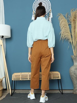 Cottage Core Cigarettes Pants With Mathing Color Belt