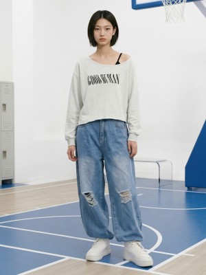 JR NRC 2Way Wear Knee Ripped Barrel And Wide Leg Denim