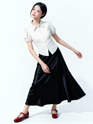 Jess Polka Back Elastic Shirt