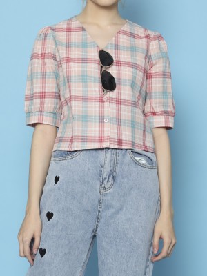 Checkered B Neck Shirt