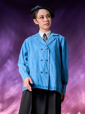 WW Blaze Collar Light Denim Blazer