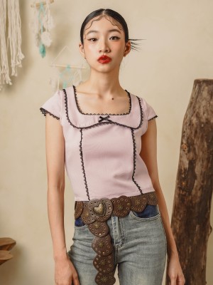 TW Square Neck Lace Outline Top