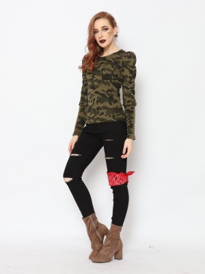 TM CAMO PUFF SLEEVES TEE